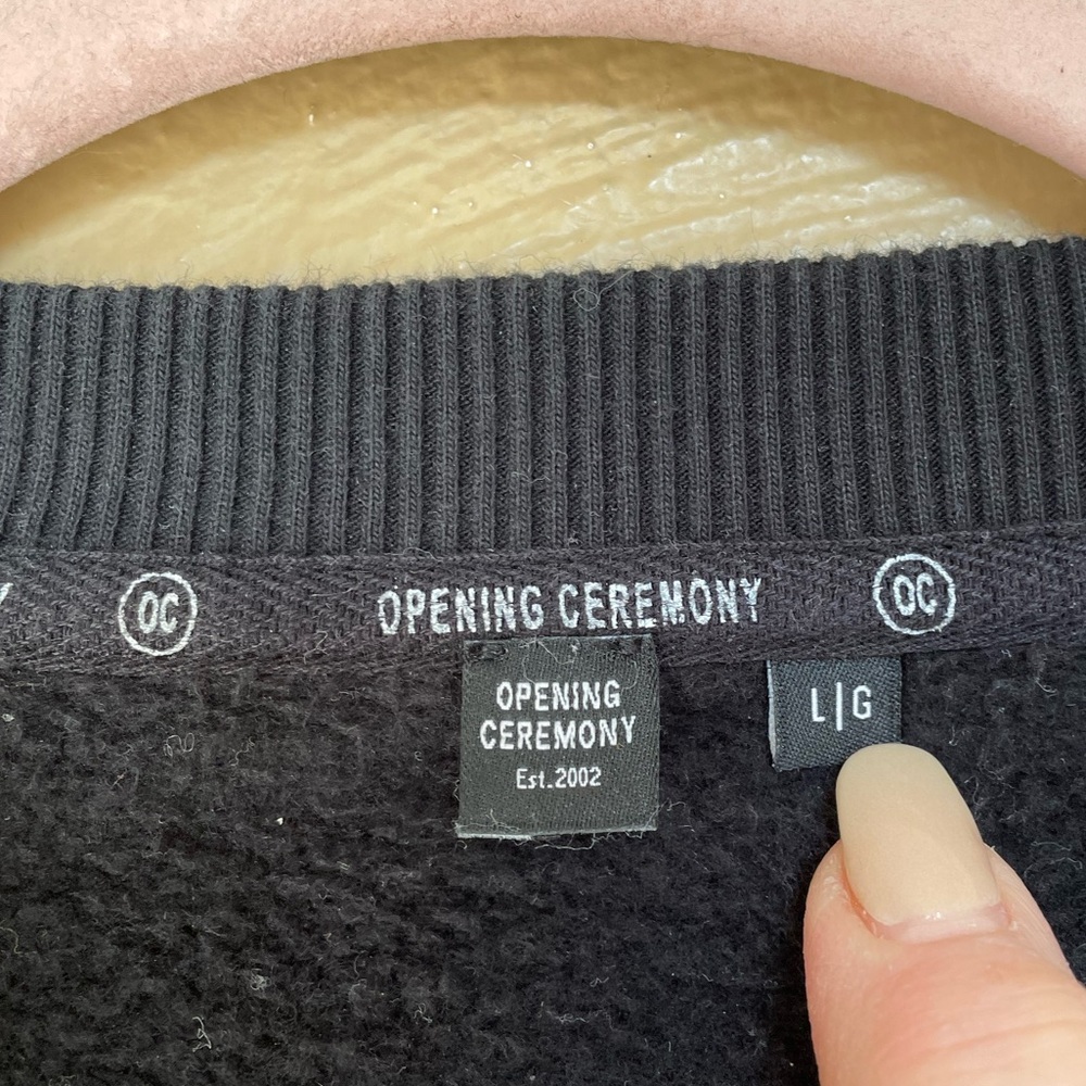 Opening Ceremony Box Logo Three Quarter Sleeve Sweatshirt, Black & White, Large - Picture 3 of 9